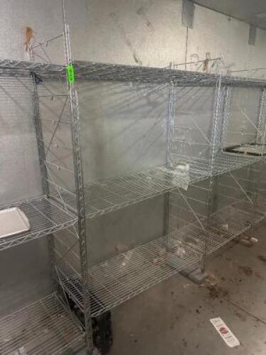 (9) 48" X 18" THREE TIER WIRE SHELVES.