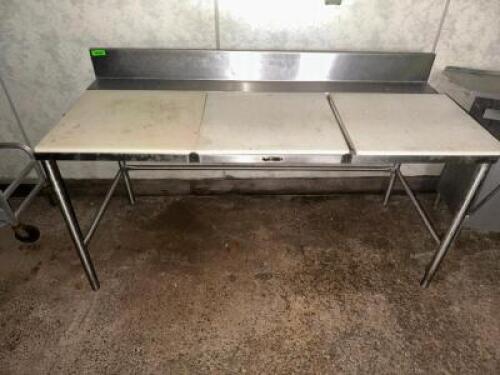 8' X 30" STAINLESS TABLE W/ CUTTING BOARD TOP