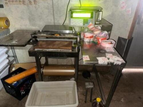 HEAT N SEAL SANDWICH WRAPPING STATION W/ DIGI SM-5100 PORTION SCALE.