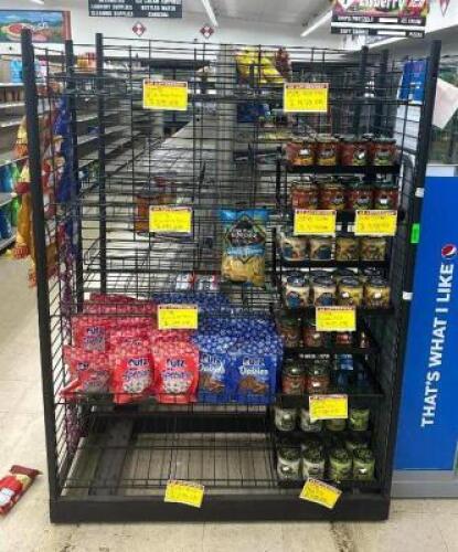 DOUBLE SIDED RETAIL DISPLAY SHELF