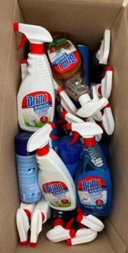 BOX OF ASSORTED CLEANING SUPPLIES