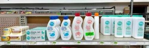 (18) BOTTLES OF BABY POWDER, (20) BOTTLES OF ASSORTED BABY WASH, AND (20) TUBES OF ASSORTED DIAPER RASH CREAM
