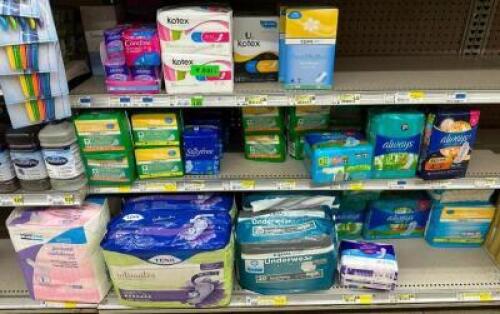 ASSORTED WOMENS HYGEINE CARE PRODUCTS AS SHOWN