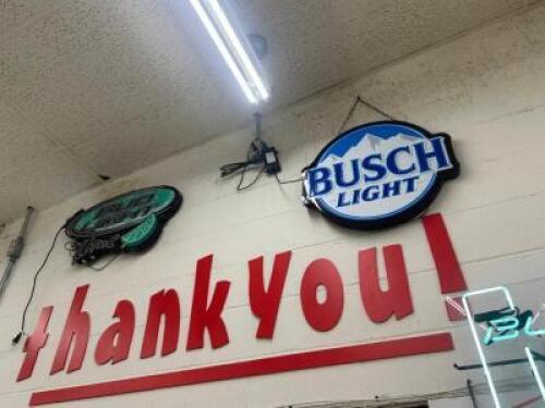 BUSCH LIGHT AND BUD LIGHT LED BAR SIGNS.