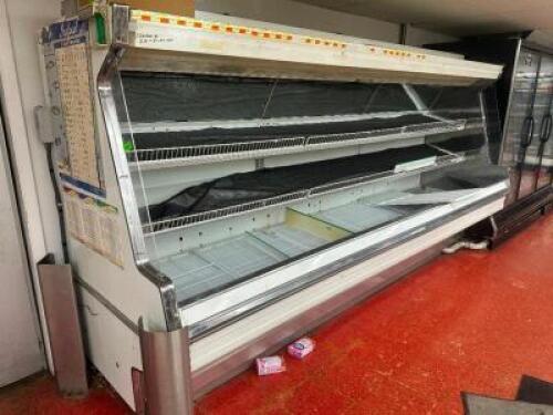 HUSSMAN FHM12U 12' REMOTED COOLED OPEN AIR MERCHANDISER CASE.