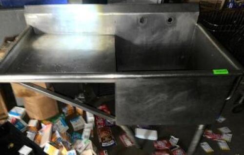 SINGLE WELL STAINLESS PREP SINK W/ LEFT SIDE DRY BOARD
