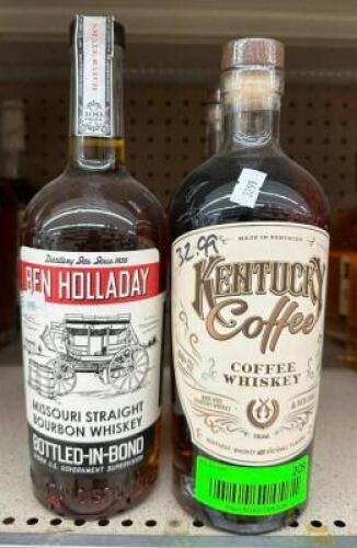 (2) BOTTLES OF COFFEE WHISKEY AND (1) BOTTLE OF MISSOURI STRAIGHT BOURBON WHISKEY