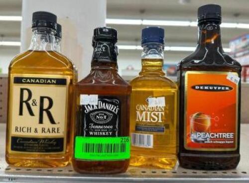 (9) BOTTLES OF ASSORTED WHISKEY AND SCHNAPPS
