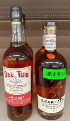 (2) BOTTLES OF KENTUCKY STRAIGHT BOURBON WHISKEY AND (2) BOTTLES OF CANADIAN WHISKY