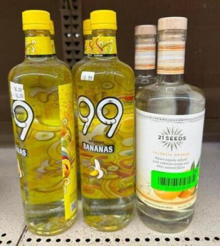 (4) BOTTLES OF BANANA VODKA & (2) BOTTLES OF VALENCIA ORANGE TEQUILA
