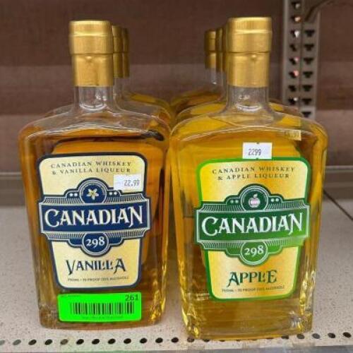 (3) BOTTLES OF VANILLA & (4) BOTTLES OF APPLE CANADIAN WHISKEY