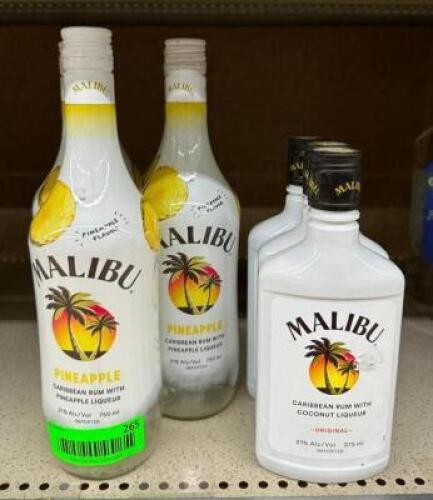 (3) BOTTLES OF PINEAPPLE AND (3) BOTTLES OF ORIGINAL MALIBU