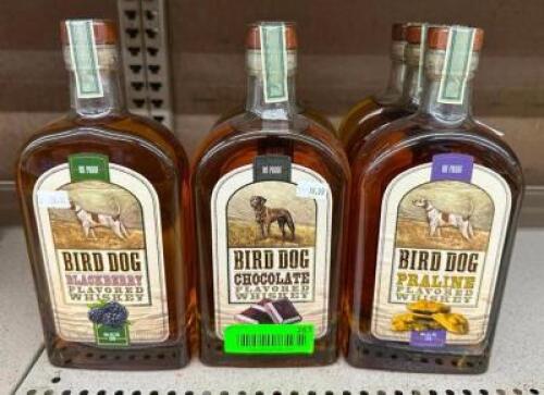 (1) BOTTLE OF BLACKBERRY, (2) BOTTLES OF CHOCOLATE, AND (3) BOTTLES OF PRALINE FLAVORED WHISKEY