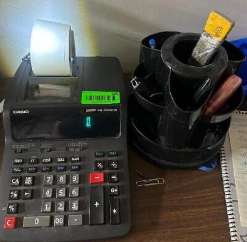 ADDING MACHINE AND ASSORTED OFFICE SUPPLIES