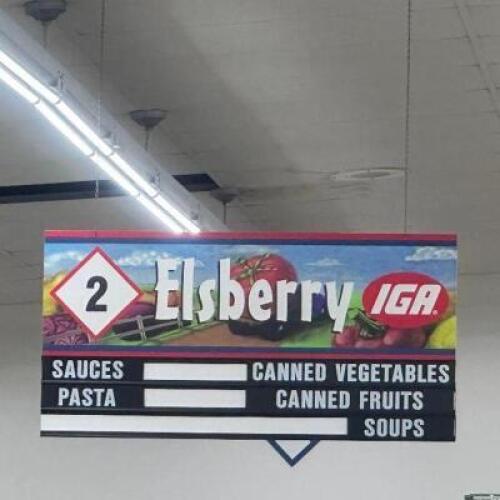 (7) ELSBERRY HANGING AISLE SIGNS
