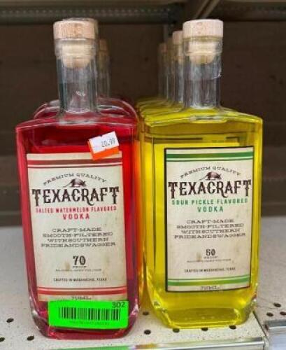 (5) BOTTLES OF SALTED WATERMELON AND (5) BOTTLES OF SOUR PICKLE FLAVORED VODKA