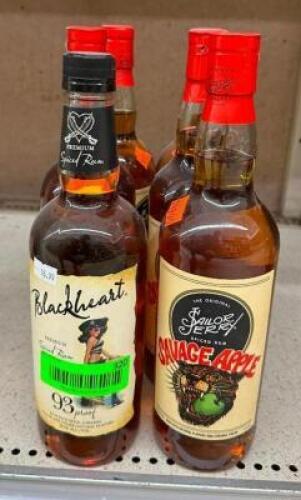 (1) BOTTLE OF SPICED RUM & (5) BOTTLES OF SAVAGE APPLE SPICED RUM