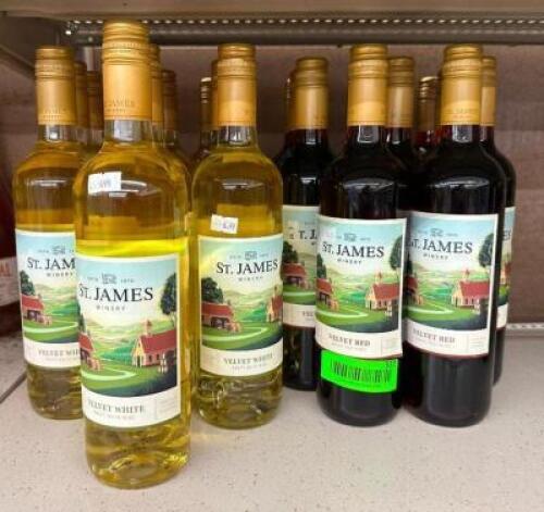 (13) BOTTLES OF VELVET WHITE AND (11) BOTTLES OF VELVET RED WINE