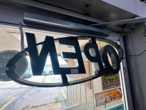 DESCRIPTION LED " OPEN " SIGN W/ POWER CORD. LOCATION FRONT QTY 1