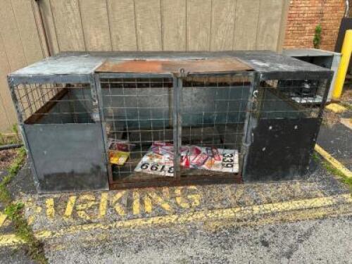 DESCRIPTION CUSTOM BUILT METAL OUTDOOR MERCHANDISER SALES CAGE. LOCATION OUTSIDE QTY 1