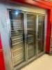 19' X 10' WALK IN COOLER W/ THREE GLASS DOOR MERCHANDISER FRONT AND SIDE MAN DOOR.