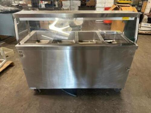 FOUR WELL ELECTRIC BUFFET HOT TABLE W/ SNEEZE GUARD AND TRAY RAIL