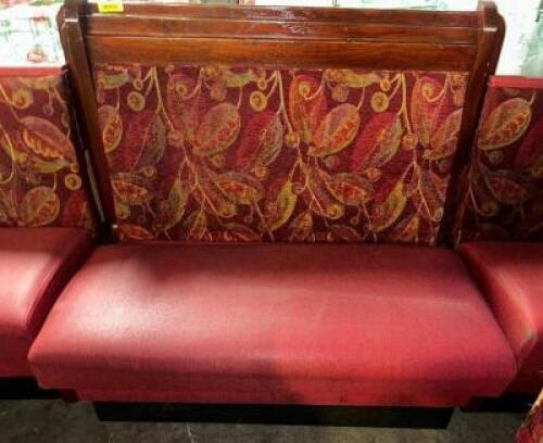 (1) 36" BOOTH SEAT DOUBLE SECTION, (2) END CAPS, (1) CORNER SECTION.