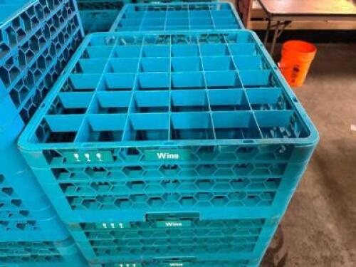 (5) 36 GROUP PLASTIC WINE GLASS RACKS.