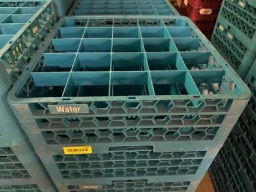 (5) 25 GROUP PLASTIC WATER GLASS RACKS.