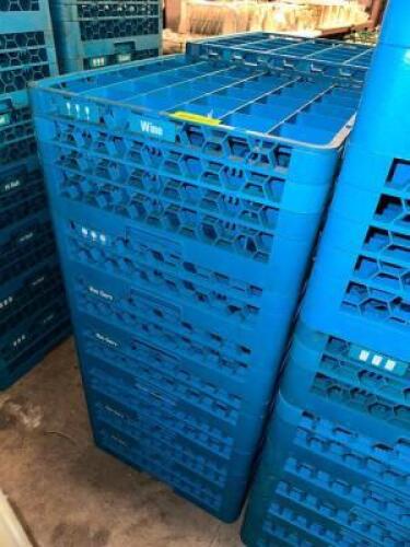 (5) ASSORTED PLASTIC GLASS RACKS.