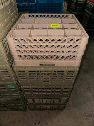 (5) ASSORTED PLASTIC GLASS RACKS.