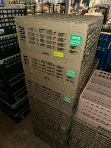 (6) ASSORTED PLASTIC GLASS RACKS.