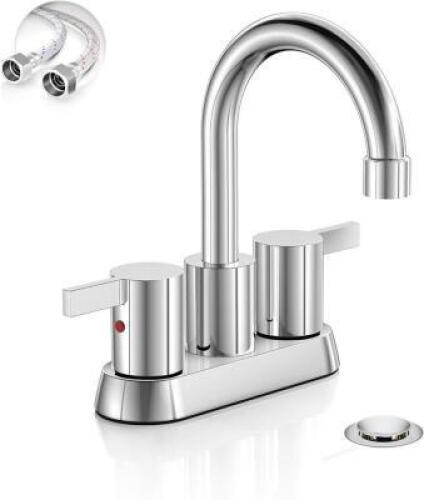 PHIESTINA 4" CENTERSET CHROME BATHROOM FAUCET.