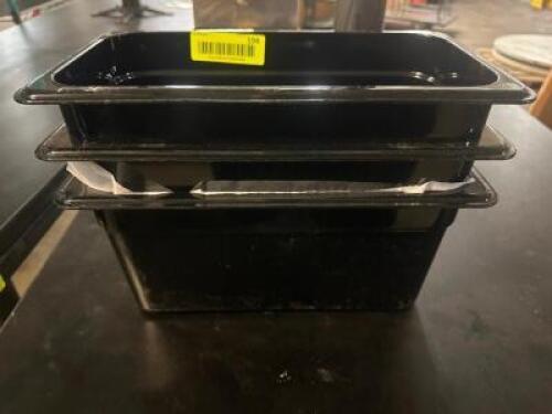(3) 1/3 SIZE BLACK PLASTIC MARKET INSERTS.