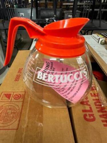 (6) NEW GLASS COFFEE DECANTERS.
