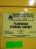 DESCRIPTION: (1) FLAMMABLE STORAGE CABINET BRAND/MODEL: DURHAM #56YW59 INFORMATION: YELLOW, STEEL, DOUBLE DOOR, STANDARD, 45 GAL CAPACITY SIZE: 43" X - 2