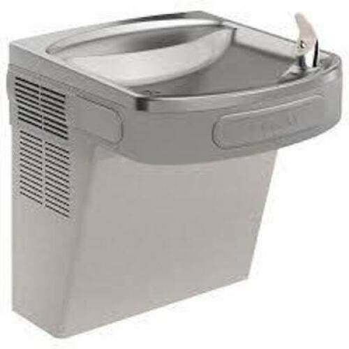 DESCRIPTION: (1) SINGLE DRINKING FOUNTAIN BRAND/MODEL: ELKAY #34J989 INFORMATION: ON WALL, NON REFRIGERATED, GRAY, FILTERED SIZE: 19-7/8 RETAIL$: $737