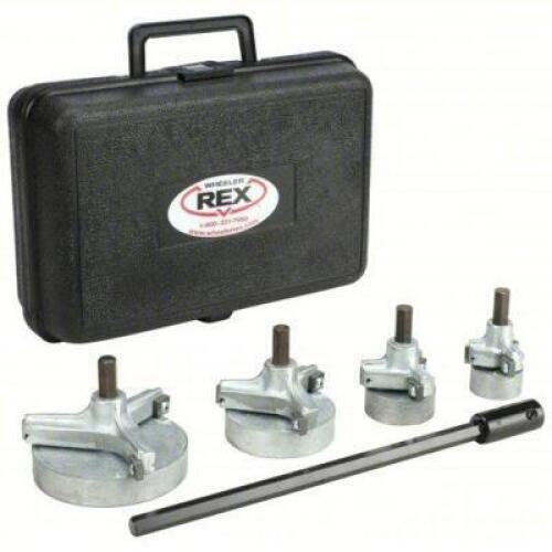 DESCRIPTION: (1) PIPE FITTING REAMER KIT BRAND/MODEL: WHEELER-REX #38L041 INFORMATION: BLACK CARRY CASE SIZE: 4" MAX PIPE DIAMETER RETAIL$: $435.57 EA