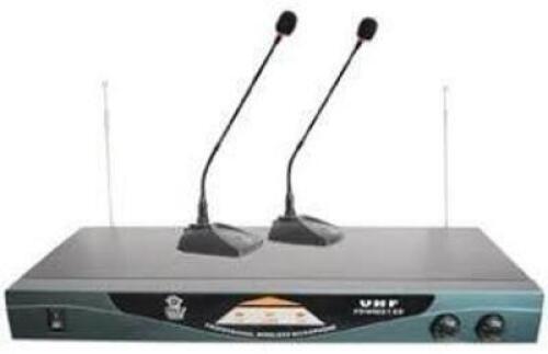 DESCRIPTION: (1) PROFESSIONAL DUAL CONFERENCE DESKTOP WIRELESS MICROPHONE SYSTEM BRAND/MODEL: PYLE #PDWM2150 INFORMATION: BLACK RETAIL$: $162.15 EA QT