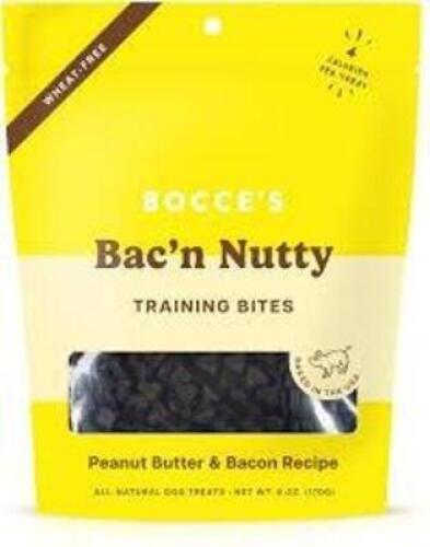 DESCRIPTION: (5) BAGS OF TRAINING TREATS FOR DOGS BRAND/MODEL: BOCCE'S INFORMATION: PEANUT BUTTER AND BACON SIZE: 6OZ RETAIL$: $7.98 EA QTY: 5