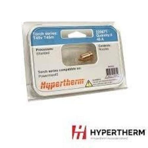 DESCRIPTION: (4) BOXES OF (5) NOZZLES BRAND/MODEL: HYPERTHERM #22057 INFORMATION: 45 A RETAIL$: $11.48 PER NOZZLE QTY: 4