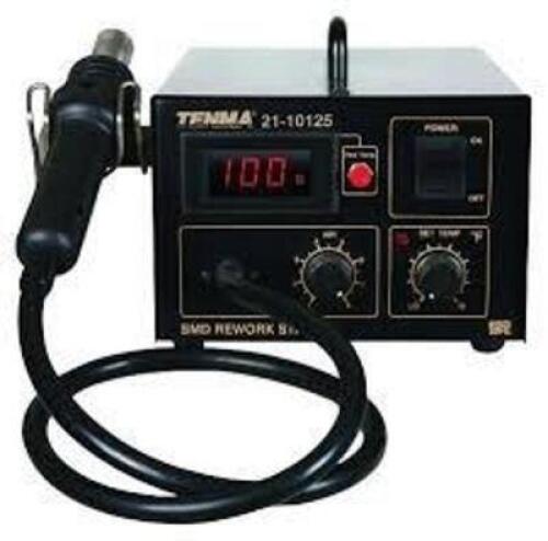 DESCRIPTION: (1) HOT AIR SOLDERING STATION BRAND/MODEL: TENMA #21-10125 INFORMATION: BLACK, HOT AIR RETAIL$: $118.58 EA QTY: 1