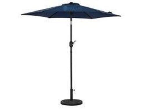 DESCRIPTION: (1) OUTDOOR UMBRELLA BRAND/MODEL: ISLAND UMBRELLA #NU6828 INFORMATION: NAVY BLUE, BISTRO SIZE: 7.5' RETAIL$: $64.67 EA QTY: 1