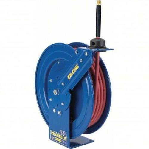 DESCRIPTION: (1) SPRING RETURN HOSE REEL BRAND/MODEL: COXREELS #271F80 INFORMATION: BLUE, 3/8 IN NPT, 300 PSI MAX OP PRESSURE, BRASS SIZE: 50' RETAIL$