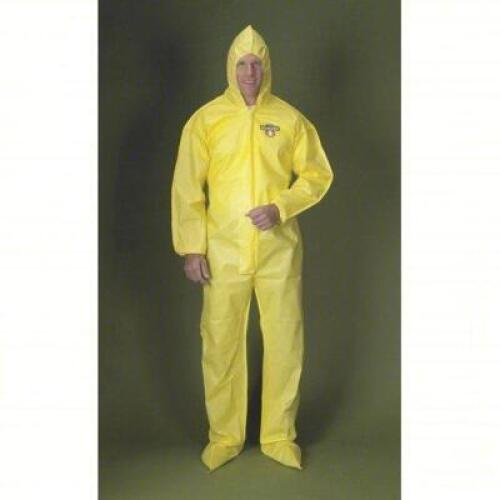 DESCRIPTION: (3) HOODED CHEMICAL RESISTANT COVERALLS BRAND/MODEL: LAKELAND #6EHJ7 INFORMATION: YELLOW SIZE: LARGE RETAIL$: $14.38 EA QTY: 3