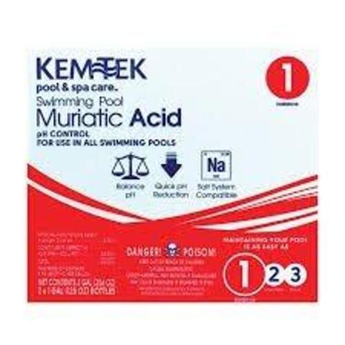 DESCRIPTION: (2) MURIATIC ACID BRAND/MODEL: KEMTEK POOL AND SPA SIZE: 1 GALLON RETAIL$: $20.00 EA QTY: 2