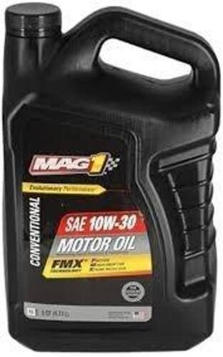 DESCRIPTION: (1) MOTOR OIL BRAND/MODEL: MAG 1 INFORMATION: 10W30 SIZE: 5 QT RETAIL$: $28.91 EA QTY: 1
