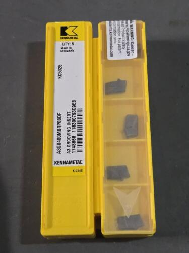 DESCRIPTION: (20) CARBIDE GROOVING INSERTS BRAND/MODEL: KENNAMETAL A3G0400M4SP08DF KC5025 RETAIL$: $400.22 QTY: 20