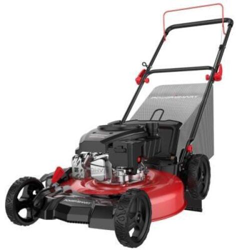 DESCRIPTION: (1) GAS LAWN MOWER BRAND/MODEL: POWERSMART/DV8621P INFORMATION: 144CC, 15.8 GALLON GRASS BAG RETAIL$: $279.99 SIZE: 21" CUT WIDTH QTY: 1