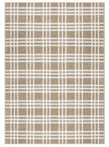 DESCRIPTION: (1) INDOOR AREA RUG BRAND/MODEL: MY TEXAS HOUSE INFORMATION: TAN/WHITE PLAID RETAIL$: $305 SIZE: 7'10" x 9'10" QTY: 1